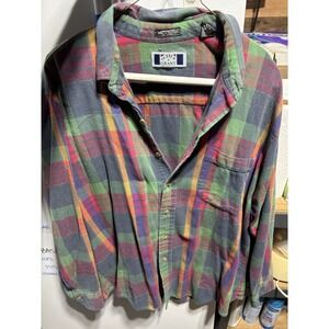 Sutter & Grant Vintage Green Purple Plaid Long Sleeve Button Up Size XL‎